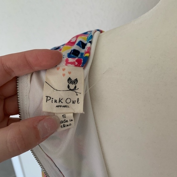 NWOT Pink Owl Multi-Colored Patterned Dress Size S - Picture 10 of 10